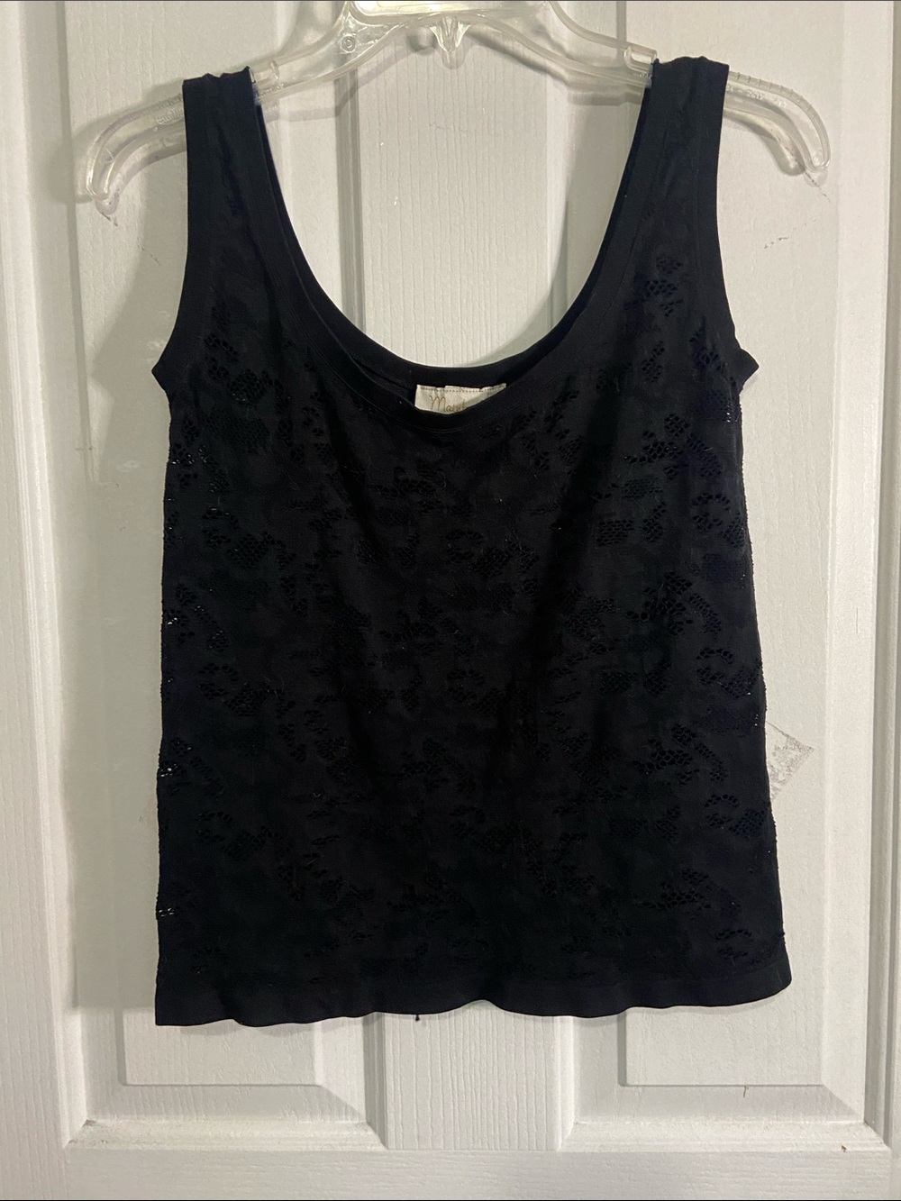 Black Lace Scoop Neck Tank Top
